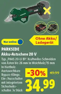 Lidl PARKSIDE Akku-Astschere 20 V Angebot