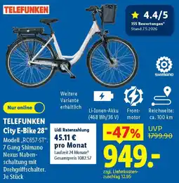 Lidl TELEFUNKEN City E-Bike 28" Angebot