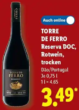 Lidl TORRE DE FERRO Reserva DOC, Rotwein, trocken Angebot