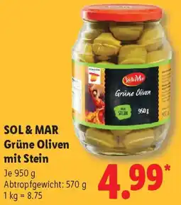 Lidl SOL & MAR Grüne Oliven mit Stein Angebot
