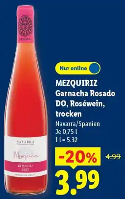 Lidl MEZQUIRIZ Garnacha Rosado DO, Roséwein, trocken Angebot