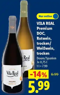 Lidl VILA REAL Premium DOC, Rotwein, trocken/ Weißwein, trocken Angebot