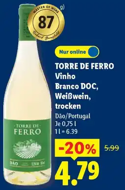 Lidl TORRE DE FERRO Vinho Branco DOC, Weißwein, trocken Angebot
