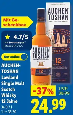 Lidl AUCHEN TOSHAN Lowland Single Malt Scotch Whisky 12 Jahre Angebot