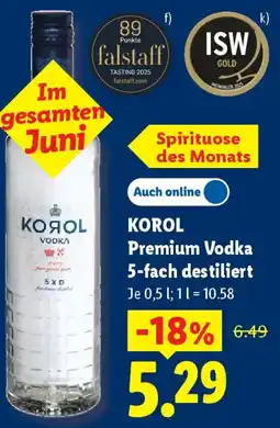 Lidl KOROL Premium Vodka 5-fach destiliert Angebot