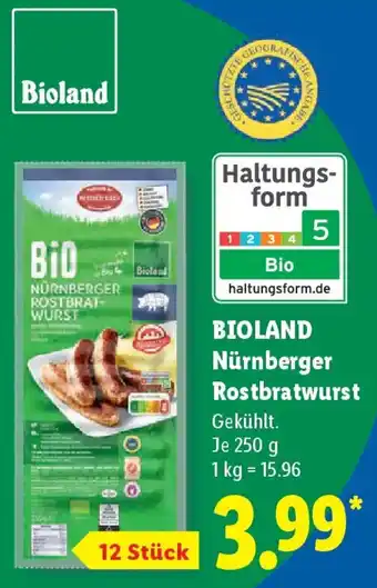 Lidl BIOLAND Nürnberger Rostbratwurst Angebot