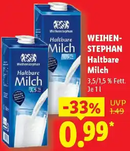 Lidl Weihenstephan Haltbare Milch Angebot