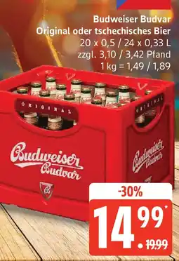 Edeka Budweiser Budvar Original oder tschechisches Bier Angebot