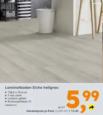 Globus Baumarkt Laminatboden Eiche hellgrau Angebot