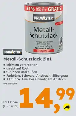 Globus Baumarkt PRIMASTER Metall-Schutzlack 2in1 Angebot