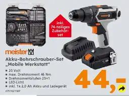 Globus Baumarkt meister Akku-Bohrschrauber-Set ,,Mobile Werkstatt" Angebot