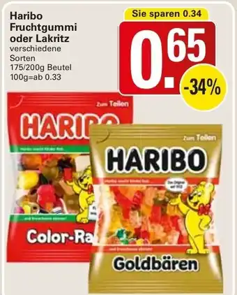 WEZ Haribo Fruchtgummi oder Lakritz 175/200g Beutel Angebot