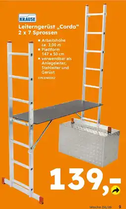Globus Baumarkt KRAUSE Leiterngerüst ,,Corda" 2 x 7 Sprossen Angebot