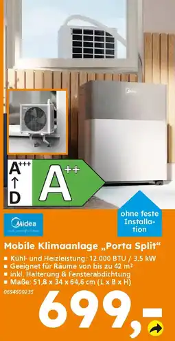 Globus Baumarkt Midea Mobile Klimaanlage „Porta Split" Angebot
