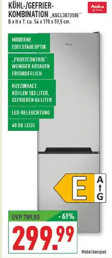 Marktkauf Amica kühl-/gefrier-kombination kgcl387050e Angebot