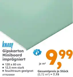 Globus Baumarkt Knauf gipskarton miniboard imprägniert Angebot