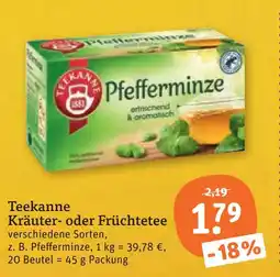 tegut Teekanne kräuter- oder früchtetee Angebot