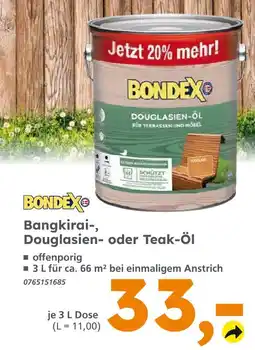 Globus Baumarkt Bondex bangkirai-, douglasien- oder teak-öl Angebot