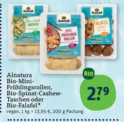 tegut Alnatura bio-mini-frühlingsrollen, bio-spinat-cashew-taschen oder bio-falafel Angebot