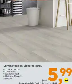 Globus Baumarkt Laminatboden eiche hellgrau Angebot