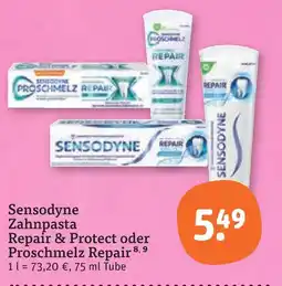 tegut Sensodyne zahnpasta repair & protect oder proschmelz repair Angebot