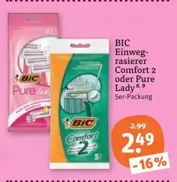 tegut Bic einwegrasierer comfort 2 oder pure lady Angebot