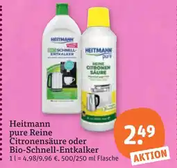 tegut Heitmann pure reine citronensäure oder bio-schnell-entkalker Angebot
