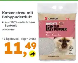 Globus Baumarkt Flamingo katzenstreu mit babypuderduft Angebot