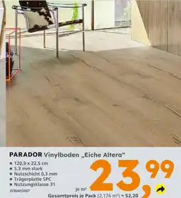 Globus Baumarkt Parador vinylboden eiche altera Angebot