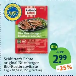 tegut Schlüter's echte original bio nürnberger rostbratwürste Angebot