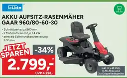 Marktkauf Güde akku aufsitz-rasenmäher gaar 960/80-60-30 Angebot