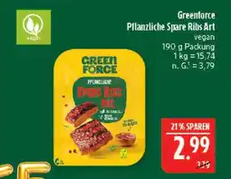 Marktkauf Greenforce pflanzliche spare ribs art Angebot