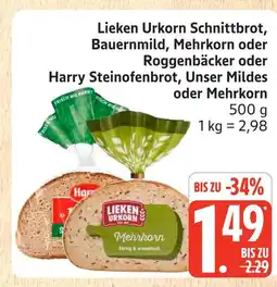 Marktkauf Lieken urkorn schnittbrot bauernmild Angebot