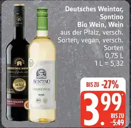 Edeka Deutsches Weintor, Sontino Bio Wein, Wein Angebot