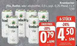 Edeka Krombacher Pils, Radler, oder alkoholfrei Angebot