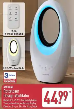 Aldi Nord AMBIANO Rotorloser Design-Ventilator Angebot