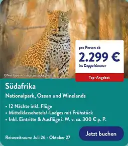 Aldi Nord Südafrika Nationalpark, Ozean und Winelands Angebot