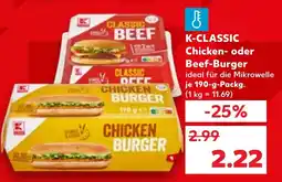 Kaufland K-CLASSIC Chicken- oder Beef-Burger Angebot