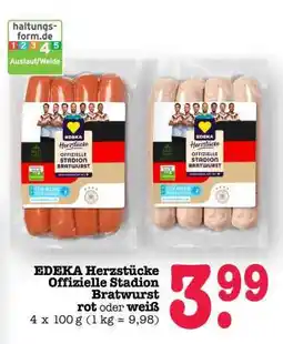 Scheck-in-Center EDEKA Herzstücke Offizielle Stadion Bratwurst Angebot