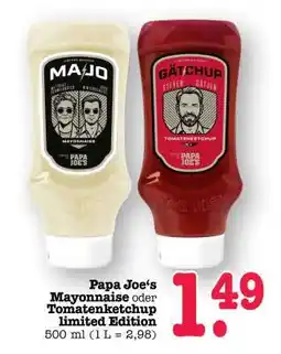 Scheck-in-Center Papa Joe‘s Mayonnaise oder Tomatenketchup limited Edition Angebot