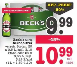 Scheck-in-Center Beck's auch Alkoholfrei Angebot