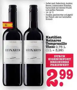 Scheck-in-Center Kastilien Reinares Tempranillo Tinto Angebot