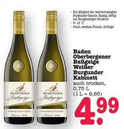 Scheck-in-Center Baden Oberbergener Baßgeige Weißer Burgunder Kabinett Angebot
