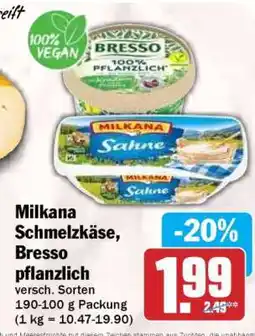 HIT Milkana Schmelzkäse, Bresso pflanzlich Angebot