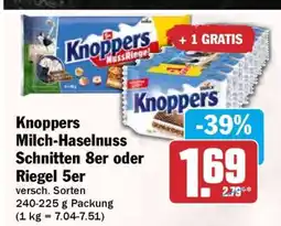 HIT Knoppers Milch-Haselnuss Schnitten 8er oder Riegel 5er Angebot
