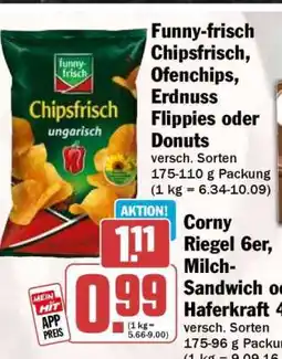 HIT Funny-frisch Chipsfrisch, Ofenchips, Erdnuss Flippies oder Donuts Angebot