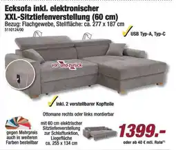 Poco Ecksofa inkl. elektronischer XXL-Sitztiefenverstellung (60 cm) Angebot
