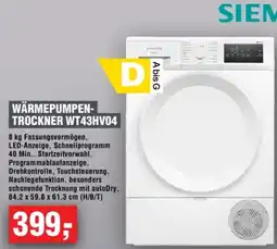 Handelshof SIEMENS WÄRMEPUMPEN- TROCKNER WT43HV04 Angebot