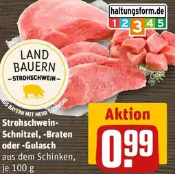 REWE Strohschwein Schnitzel, Braten oder Gulasch Angebot