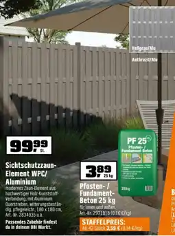 OBI Sichtschutzzaun Element WPC/ Aluminium Angebot